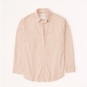 Abercrombie Oversized Poplin Button-Up Shirt, XL, worn once, light brown/tan